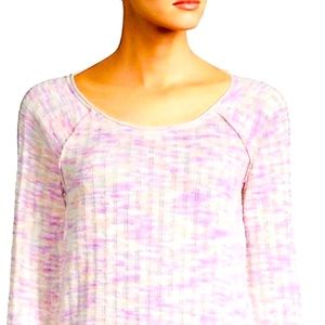 🌸Free People Long sleeve Thermal Knit Top w/Thumbholes, Size L, Pink Combo NWT